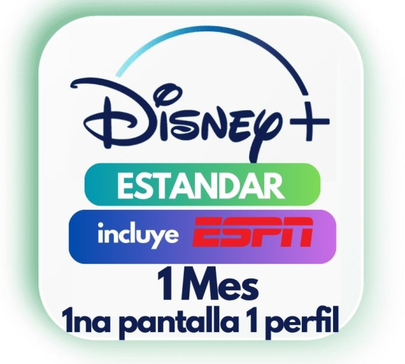 1na pantalla Disney Plus 1 mes (ESTANDAR) incluye ESPN