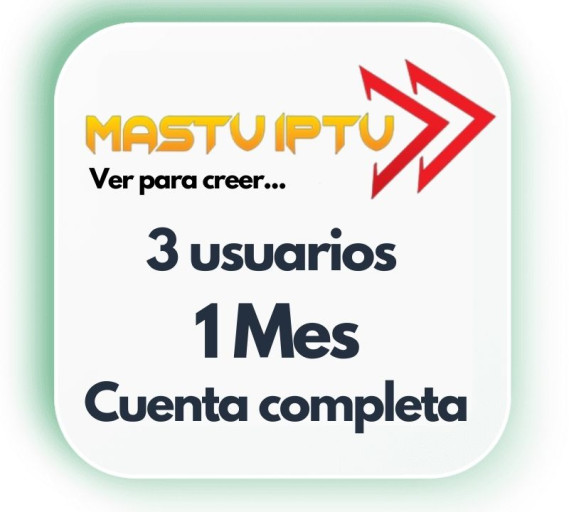 MasTV- iptv 1 mes cuenta completa 3 pantallas