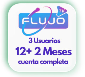 FLUJO-tv 12+2 Meses, cuenta completa 3 usuarios