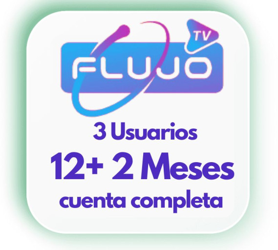 FLUJO-tv 12+2 Meses, cuenta completa 3 usuarios