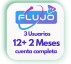 FLUJO-tv 12+2 Meses, cuenta completa 3 usuarios